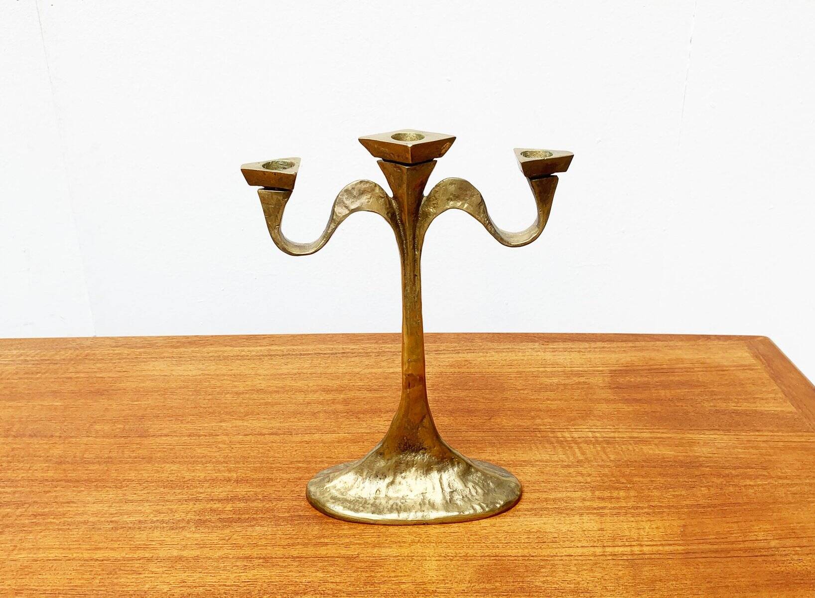 Vintage Brutalist Bronze Candle Holder