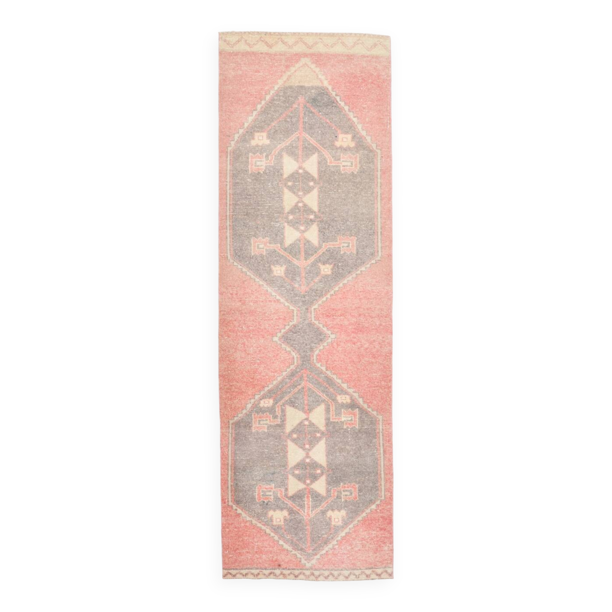 2x8 Soft Pastel Red Turkish Vintage Runner Rug, 78x246Cm FREE SHIPPING