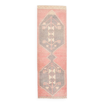 2x8 Soft Pastel Red Turkish Vintage Runner Rug, 78x246Cm FREE SHIPPING