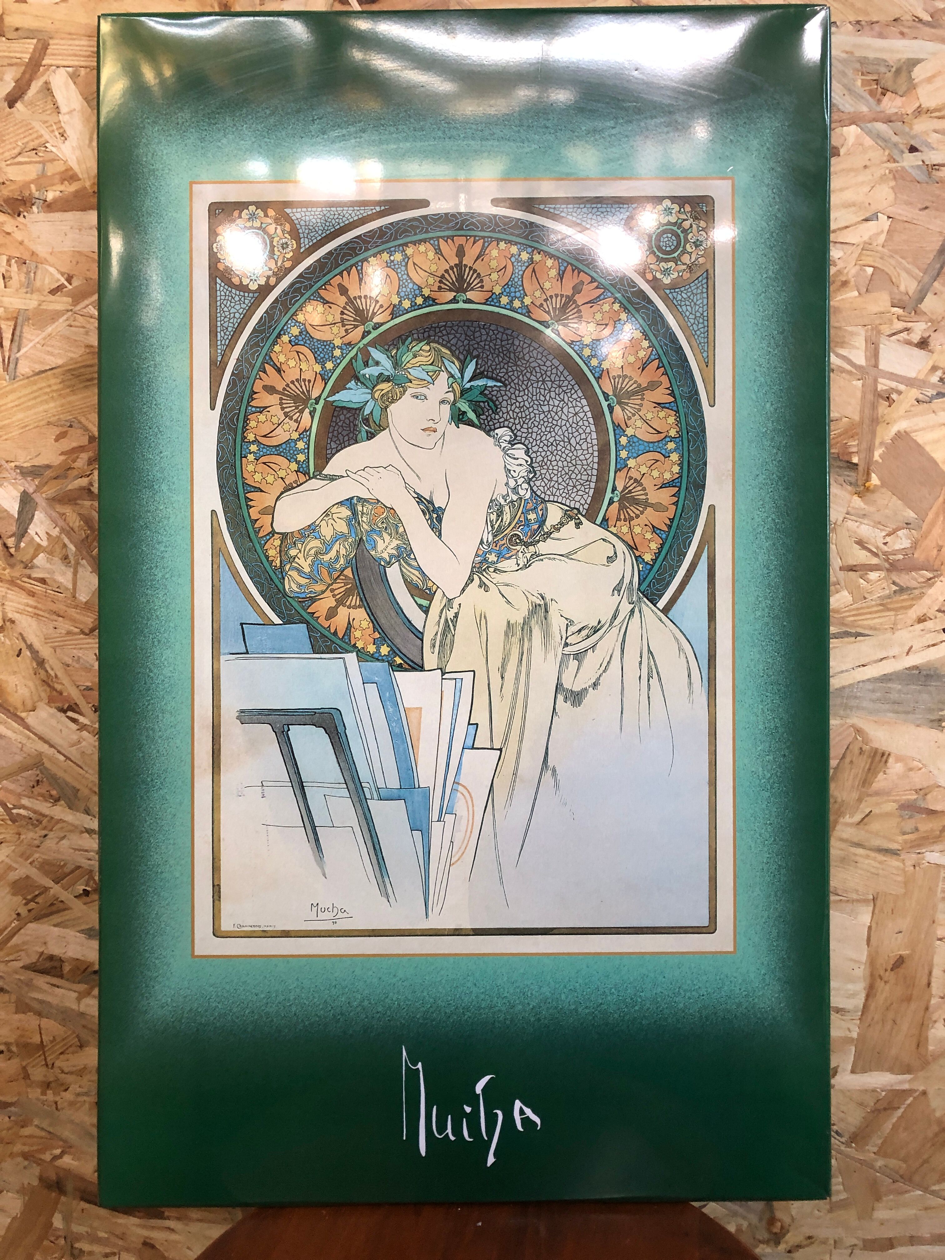 Old metal plate mucha the great masters litho art vintage decoration