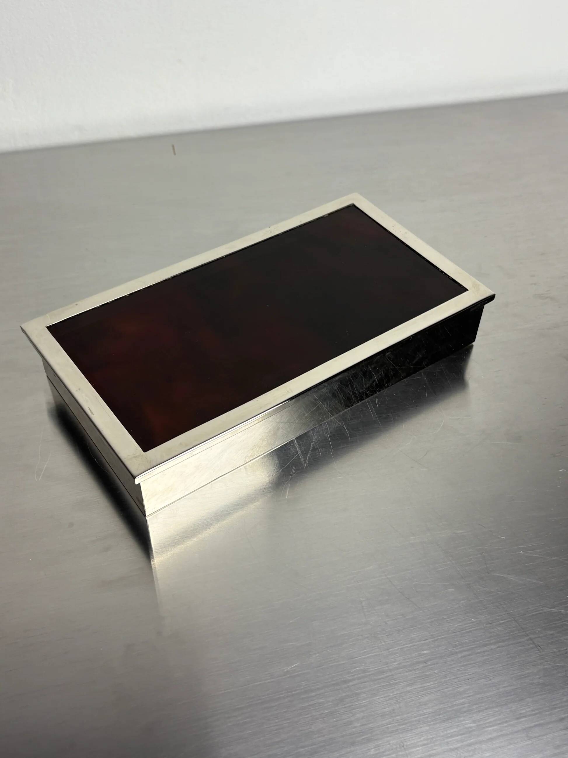 Faux tortoise shell & chromed Dior vanity box, Italy, 1970