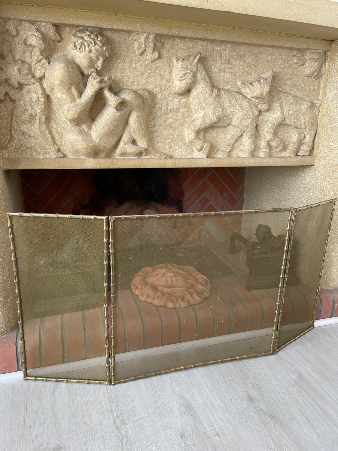 Fire protection chimney screen attributed to Baguès 1950