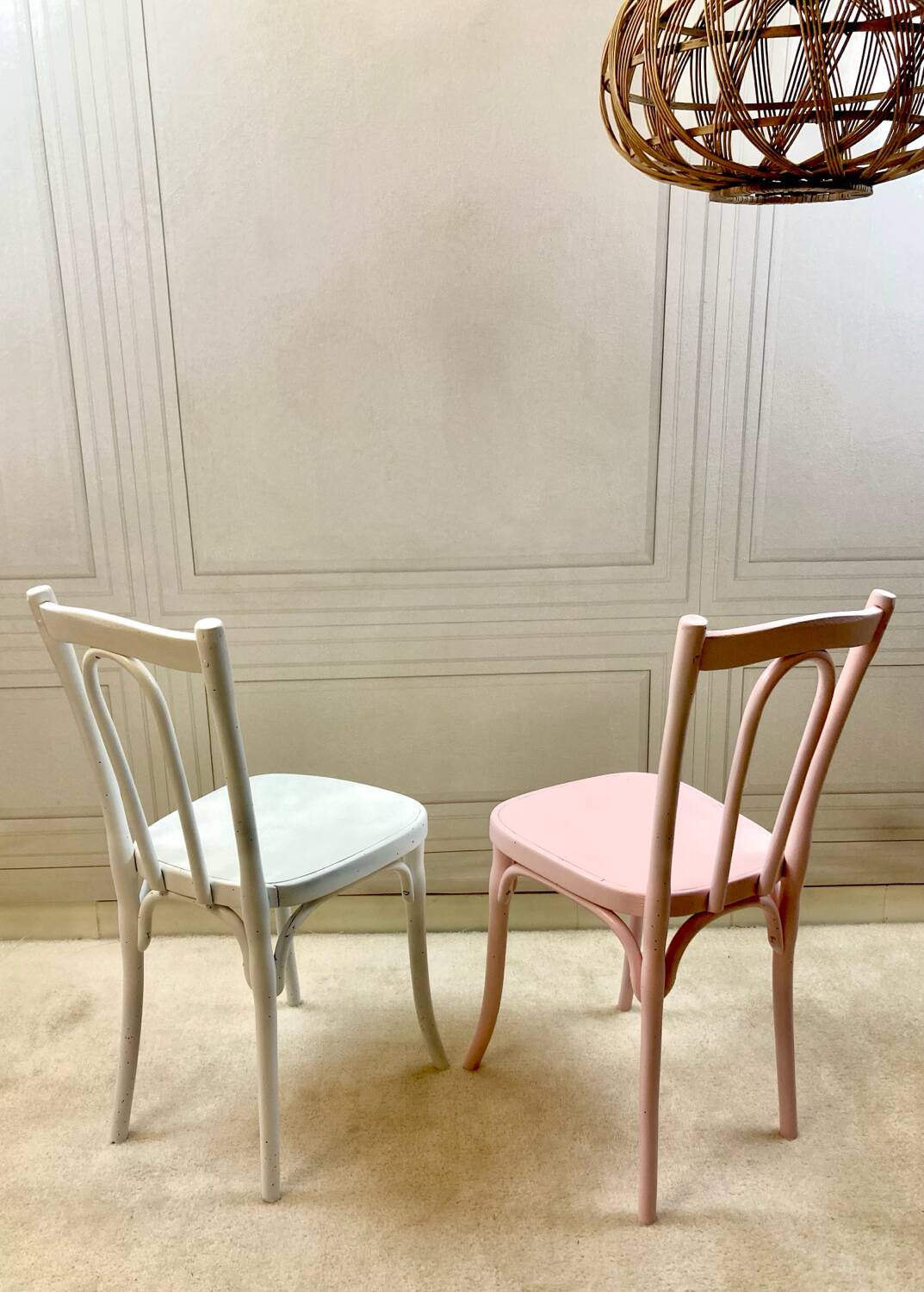 Vintage Thonet bistro chairs – pastel colours