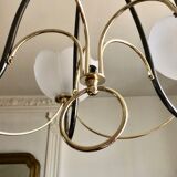 Italian chandelier gray and gold frosted glass flower