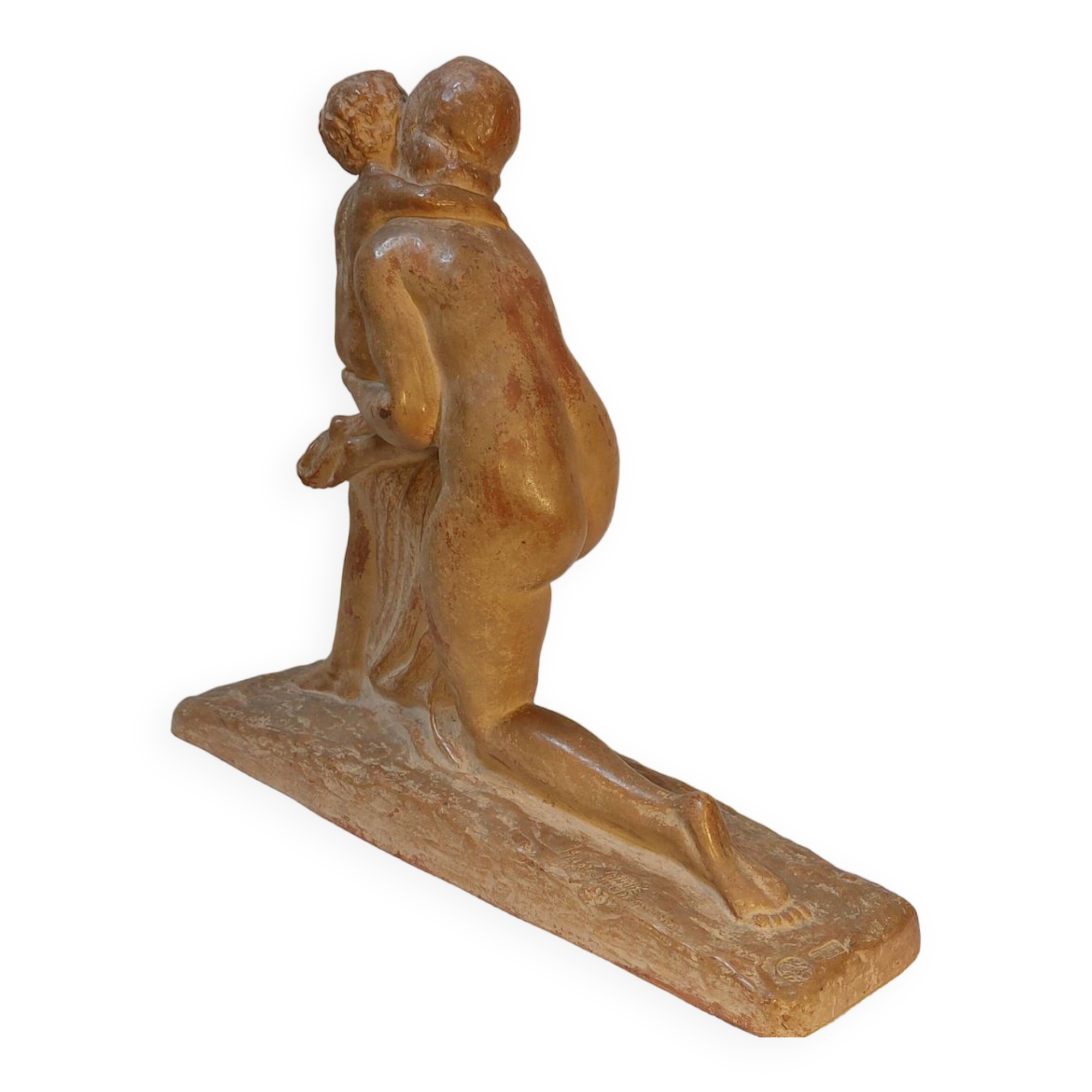 Glazed terracotta sculpture signed André Huguenin-Dumitran - Art Deco period