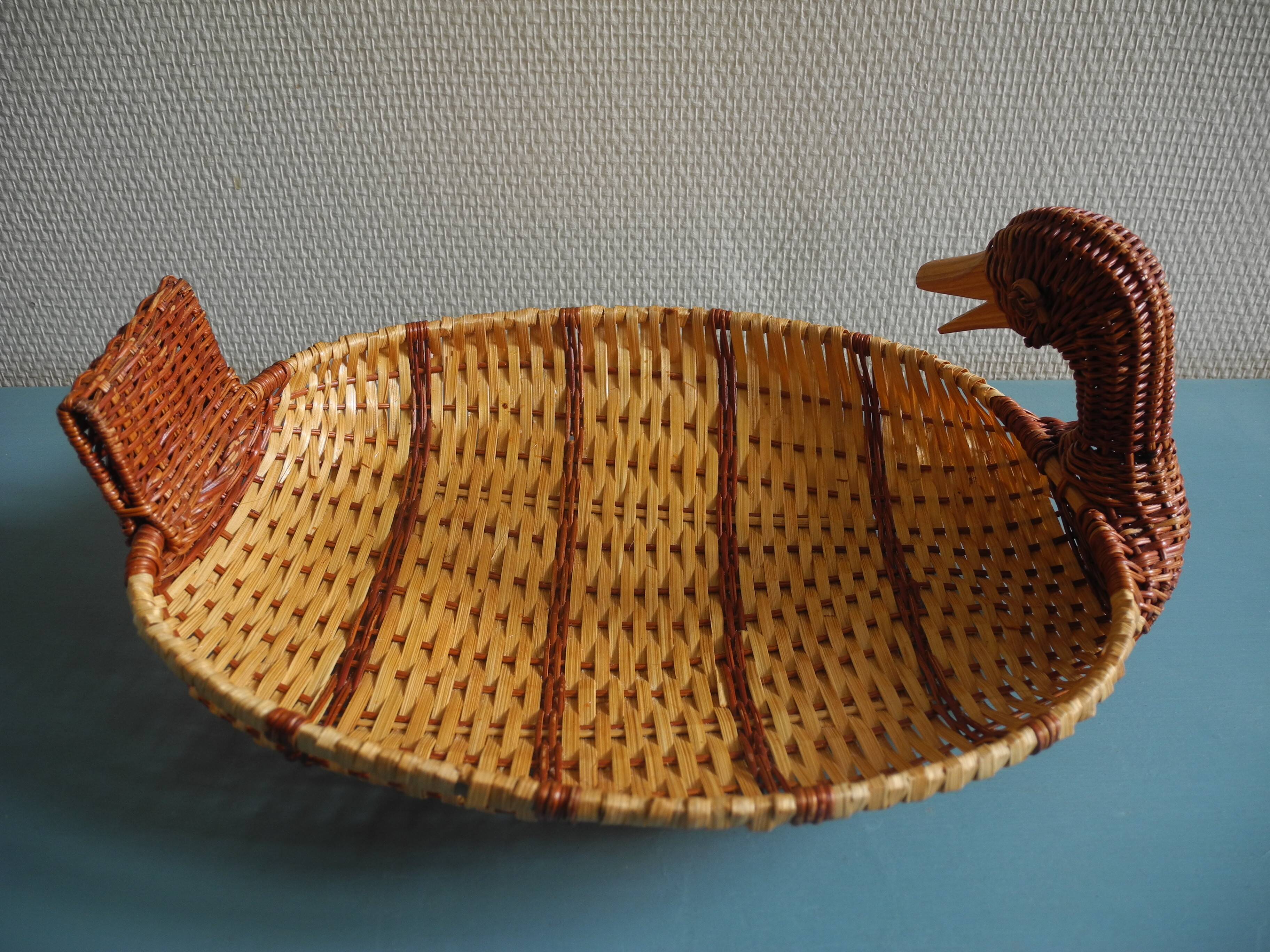 vintage wicker duck basket rattan basket