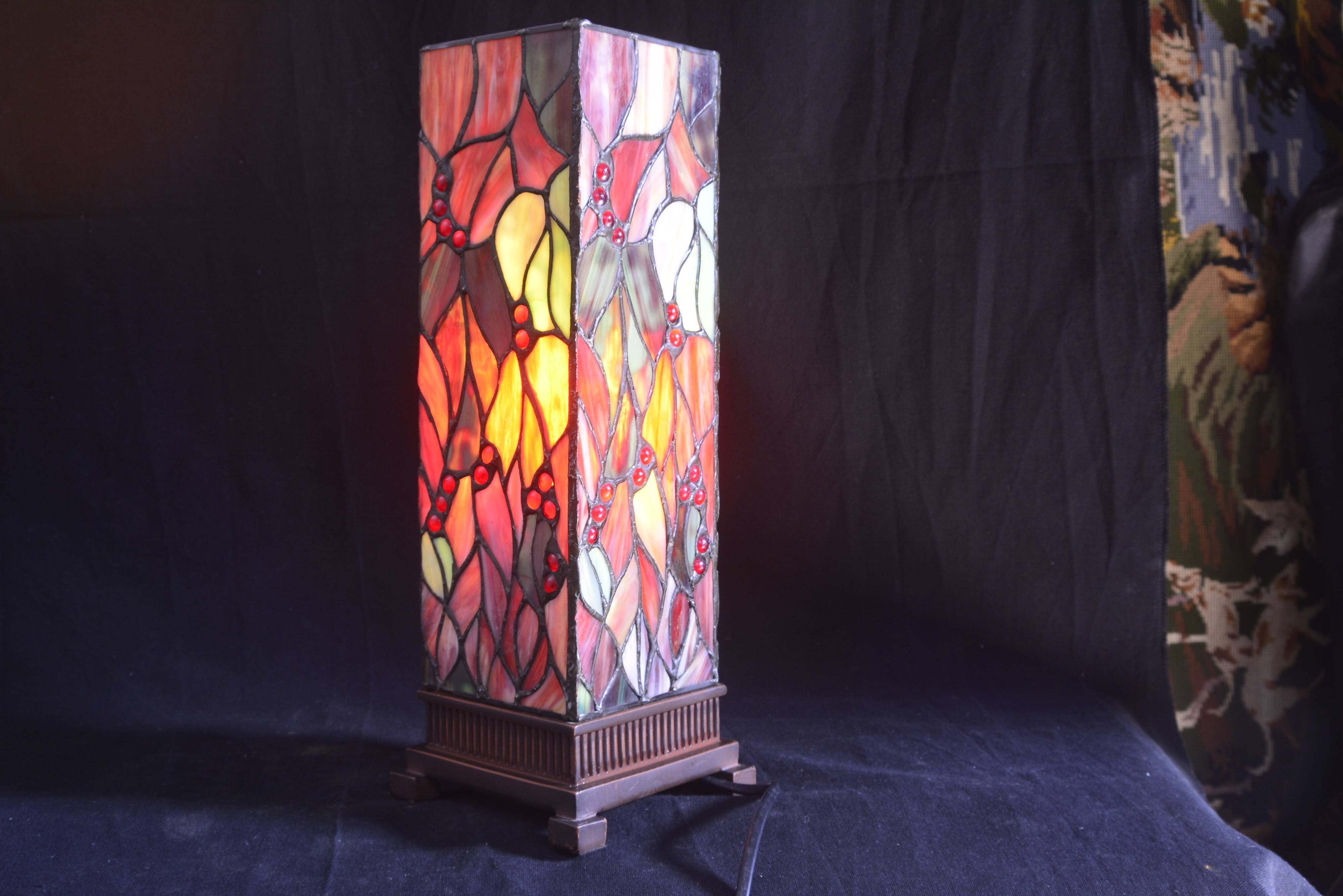 Stained glass lamp in the style of Tiffany