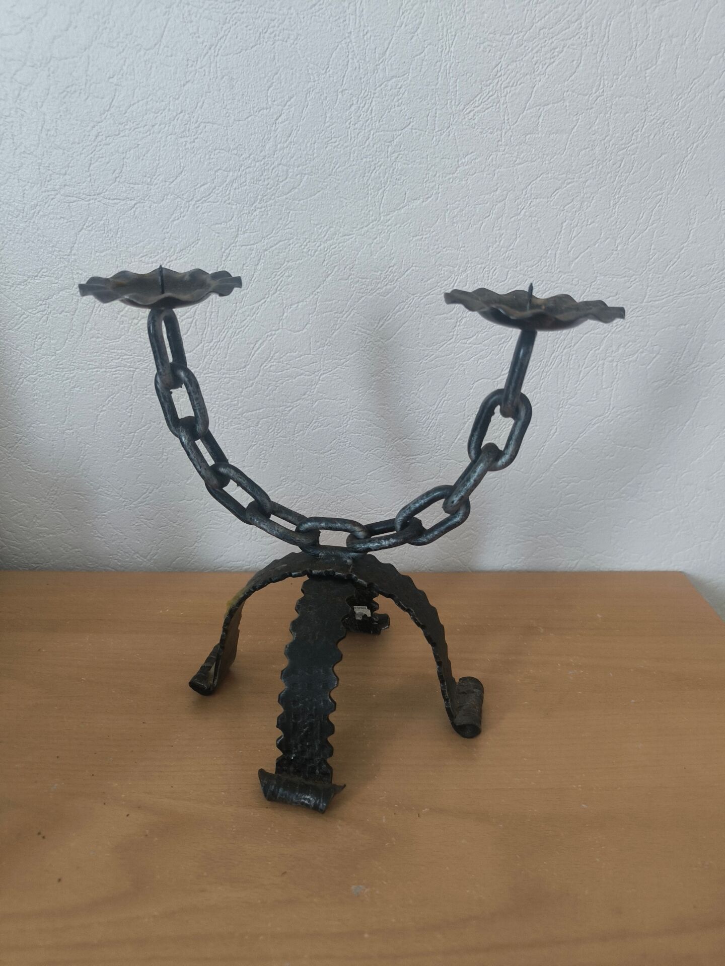Brutalist wrought iron chandelier