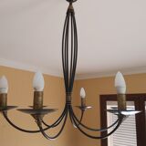 Chandelier in black metal 6 branches