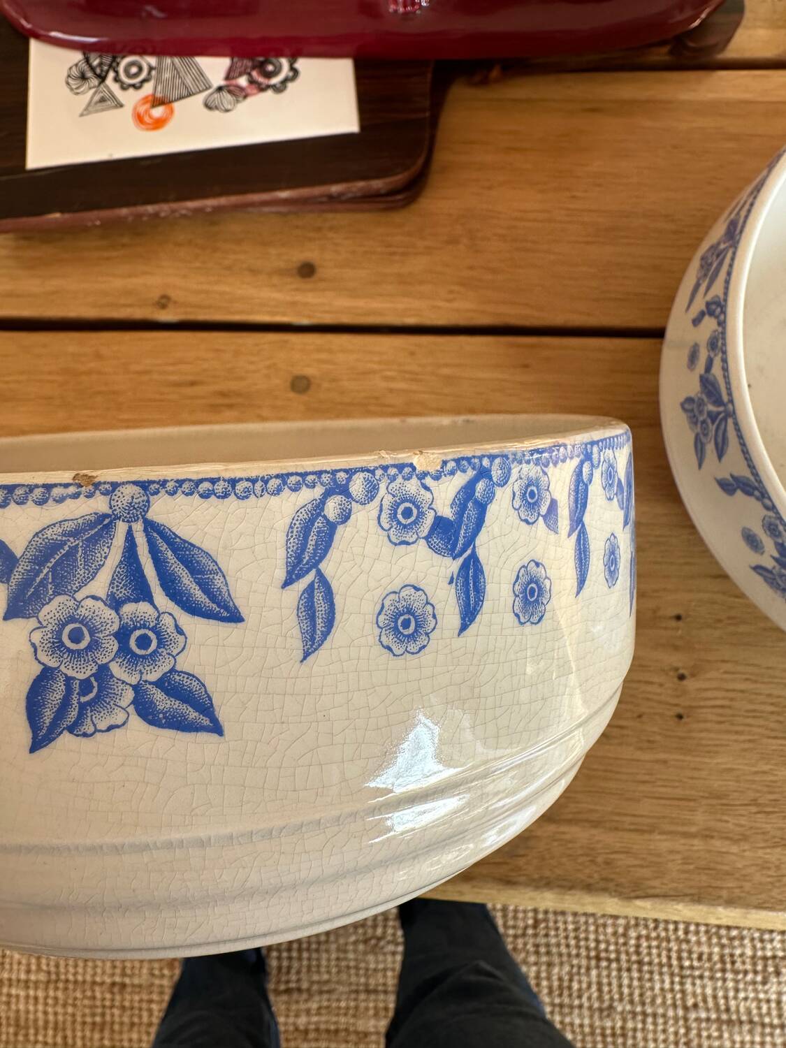 Two antique salad bowls