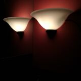 2 opal glass half bell sconces