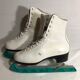Old pair of ice skates alviera leather white size 39 vintage