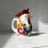 Vintage rooster pitcher in Italian art pottery from Friûl