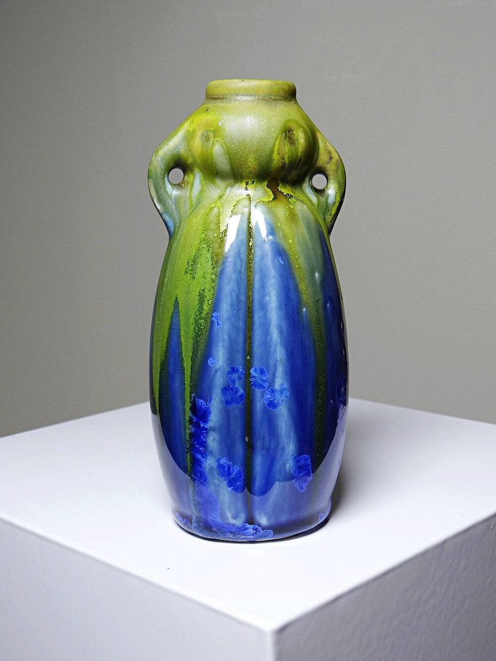Petit vase grès émaillé ancien 1900-1910 attribué à Méténier émaux cristallins