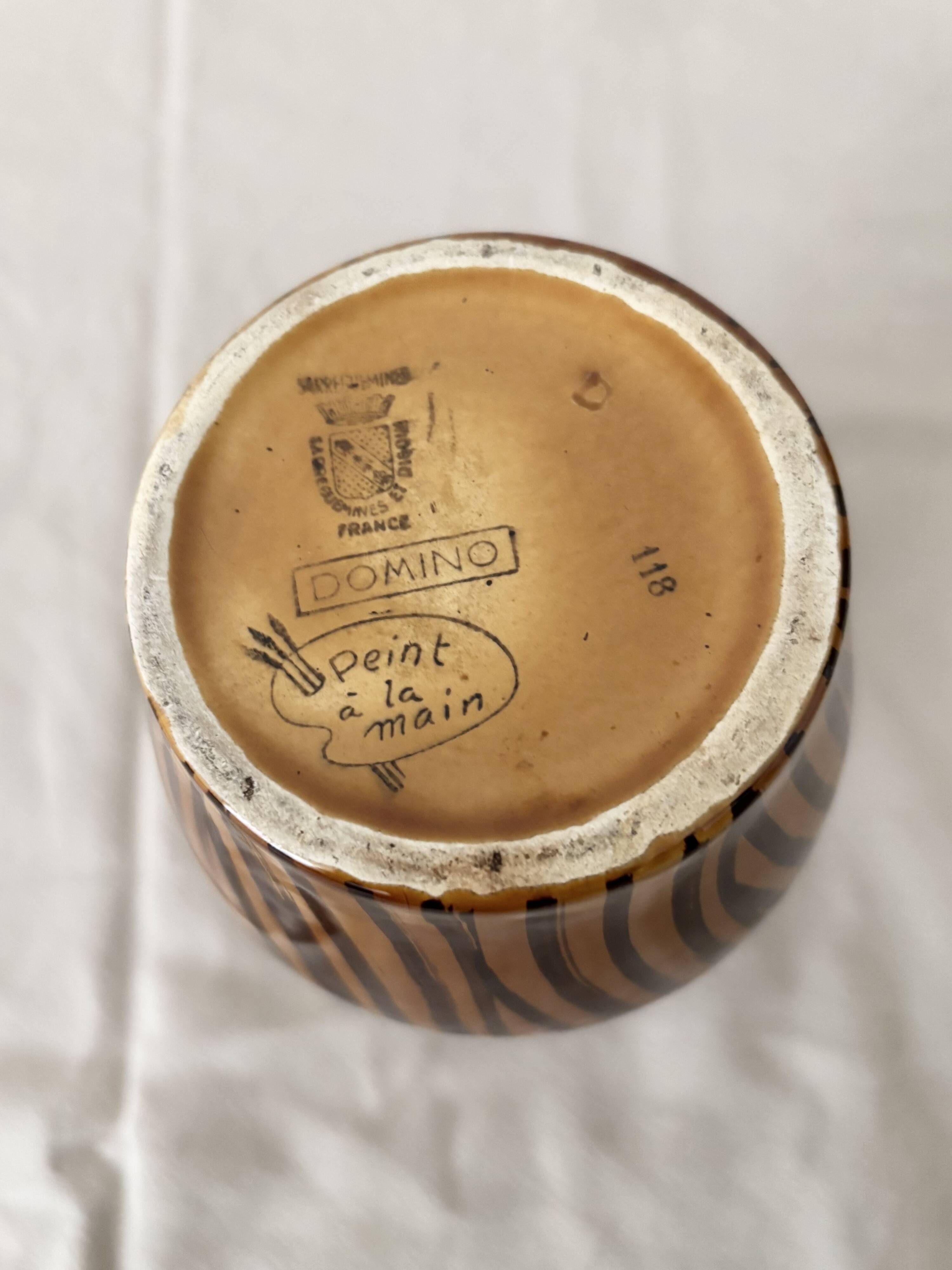 Vintage hand painted striped vase