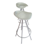 Pair of high bar stools Jamaica stool design by Pepe Cortes for Amat chrome steel and aluminum