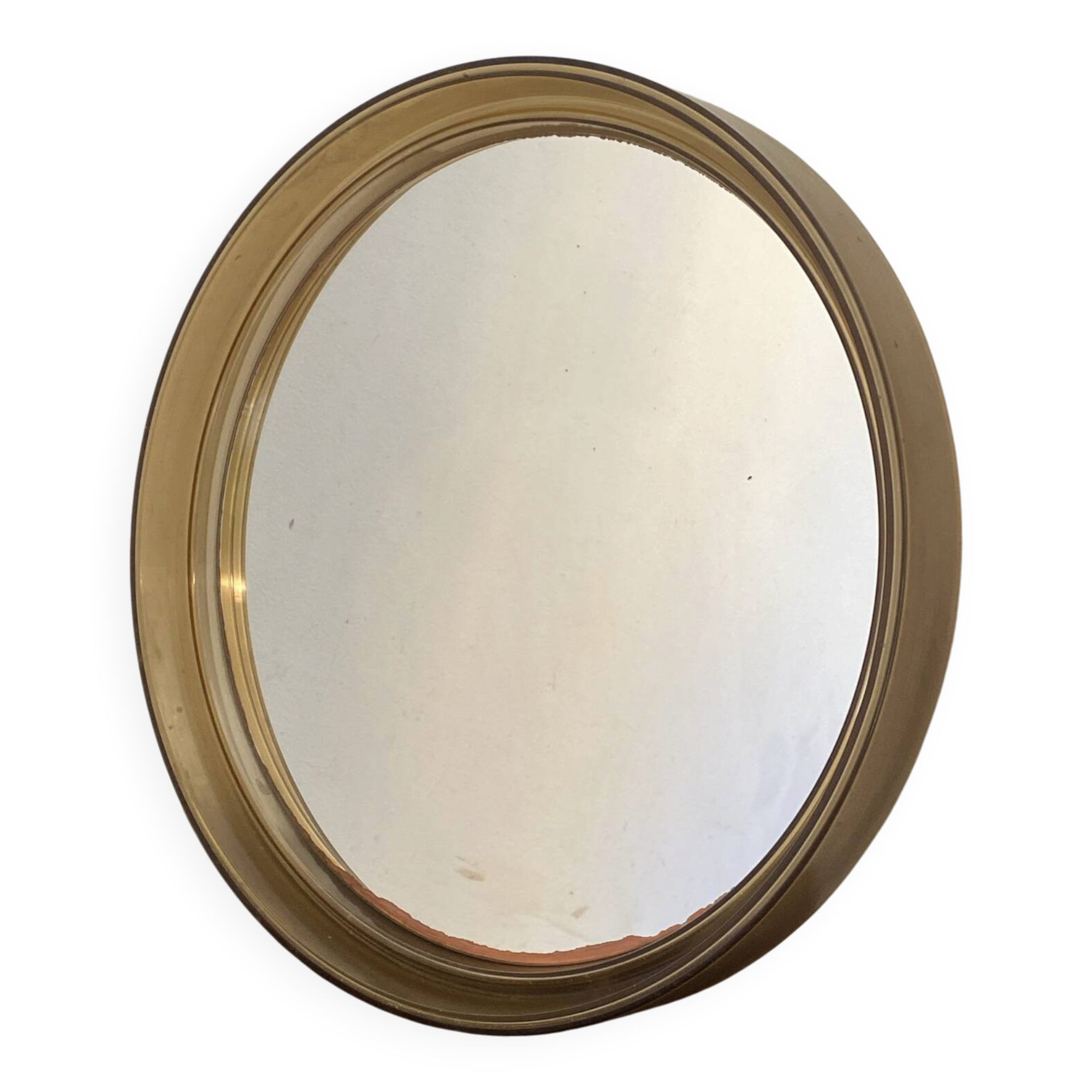 Miroir circulaire en plastique, brun fumé, années 70
