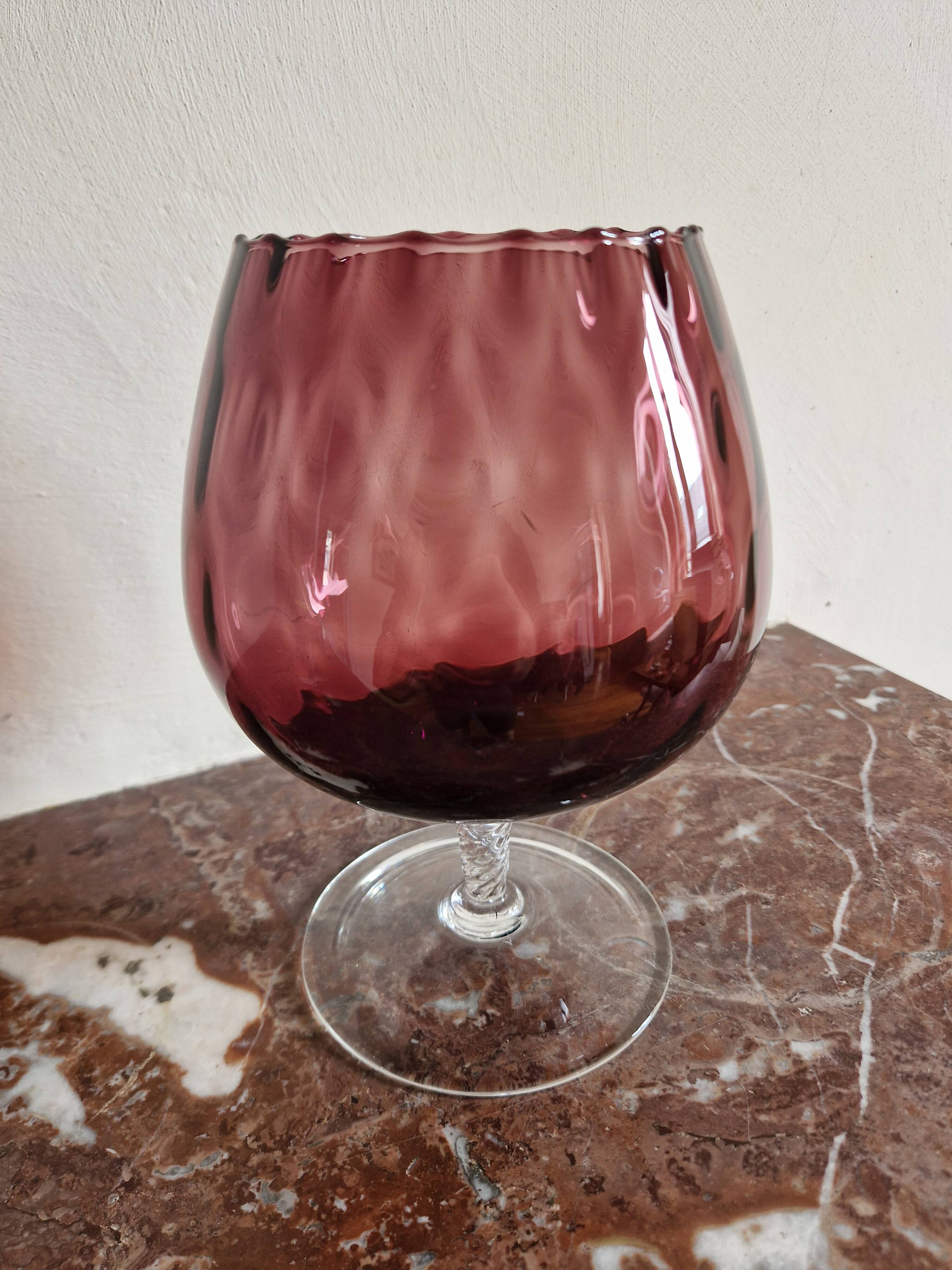 Vase, blown amethyst goblet with a twisted vintage stem.