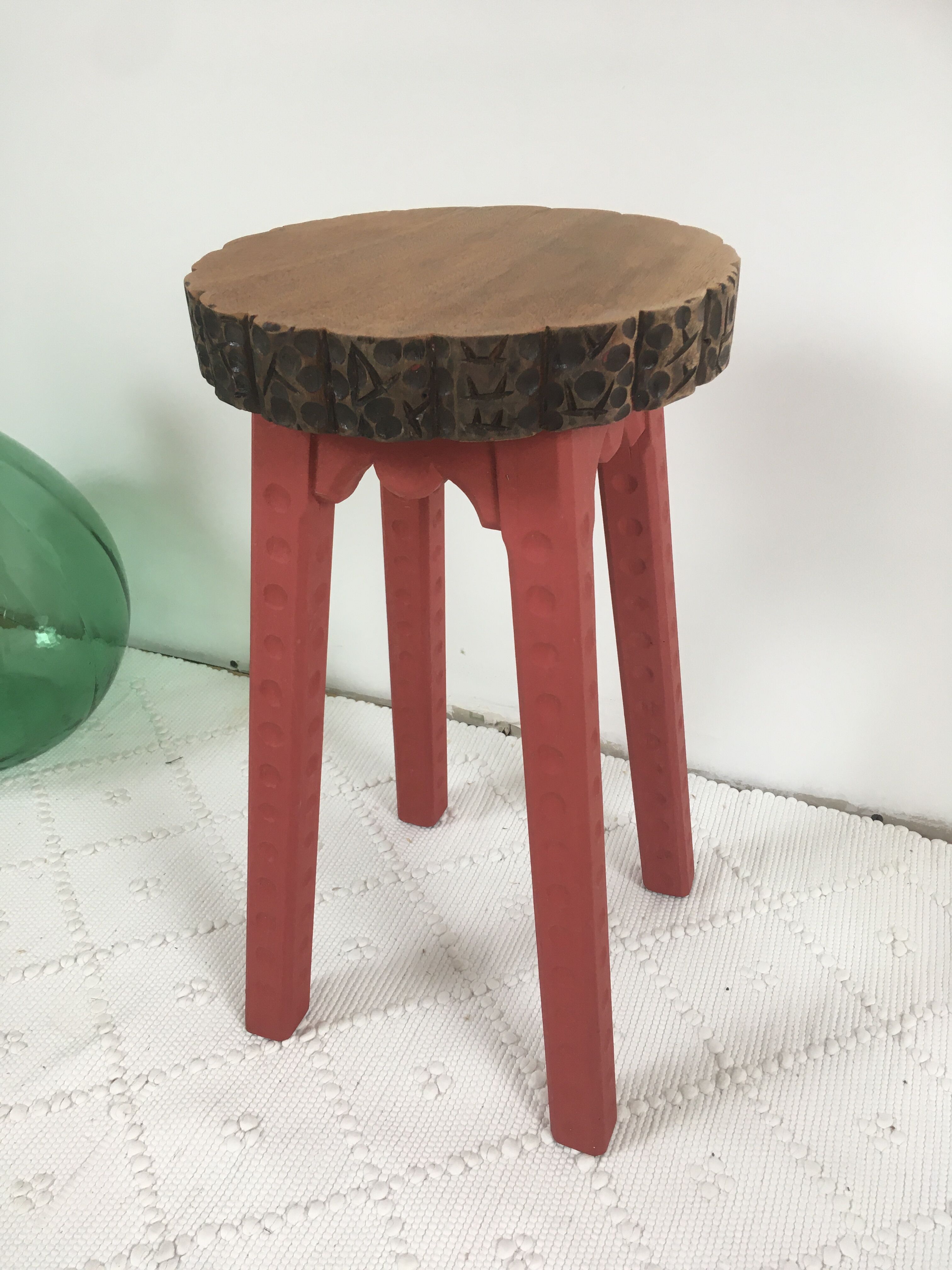 Carved wooden stool