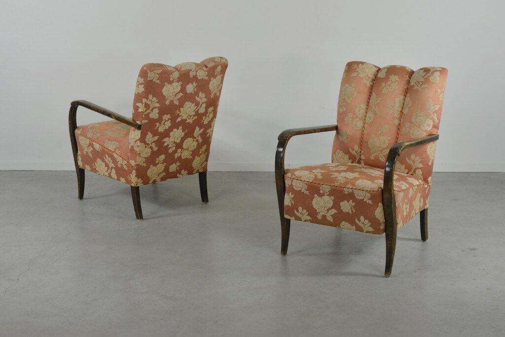 Set of 2 Swedish sculptural armchairs from the 1950s