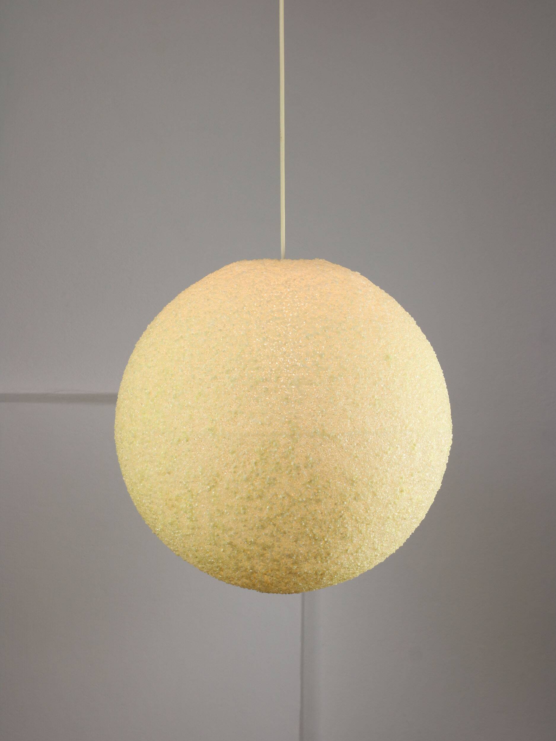Vintage 1960s Granulate Ball Pendant Lamp: Mid-Century Modern Sphere Light