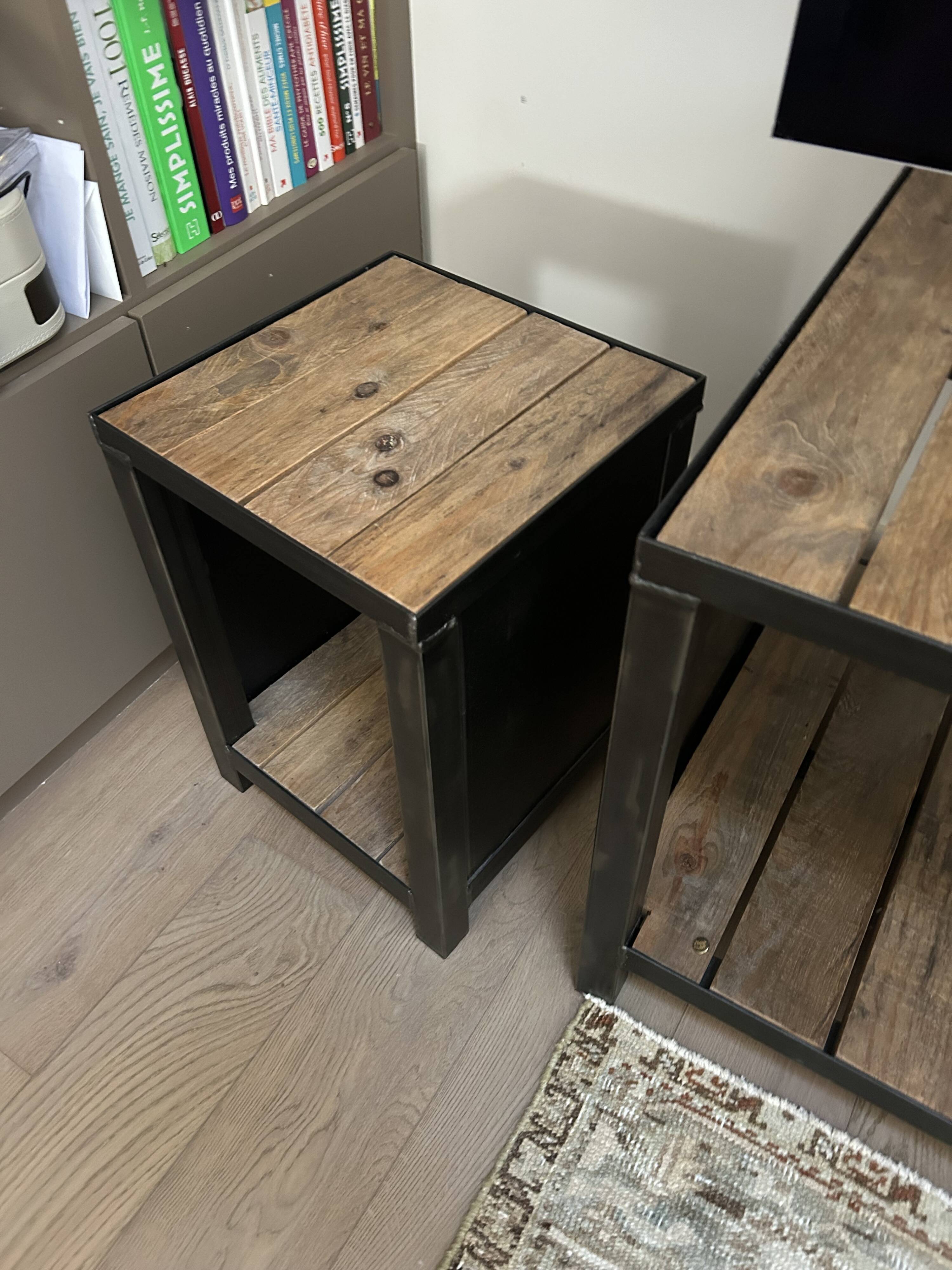 Michel Design Industrial Group, TV Unit & Side Table, Oak and Steel
