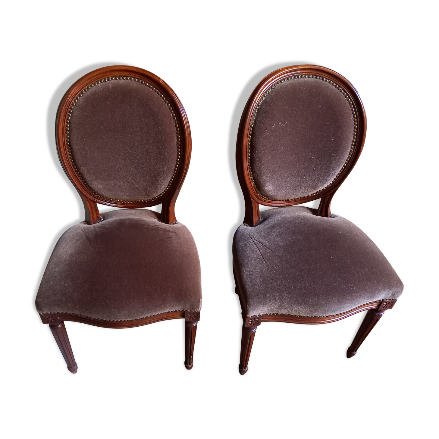 Set of 2 brown medallion chairs
