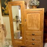 Asymmetrical raw wood wardrobe