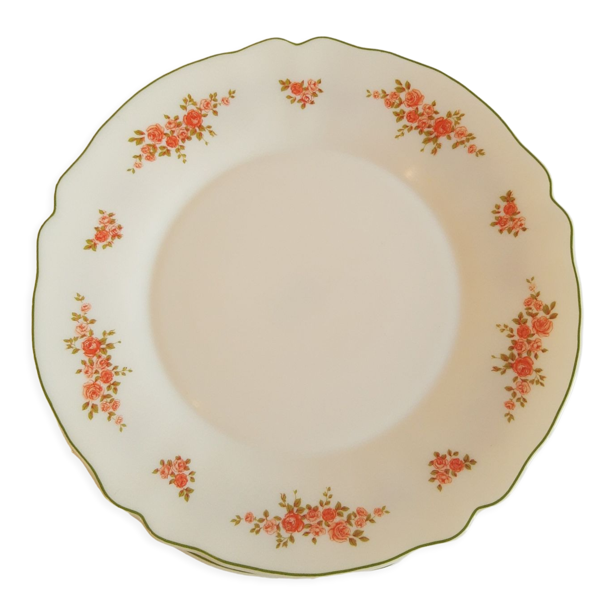Set of 6 flat plates Arcopal vintage floral decoration