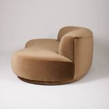 Half-moon mohair velvet sofa
