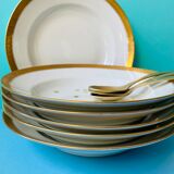 Lot 6 GDA white hollow plates golden edge 50s