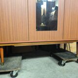 Vintage wardrobe with needle feet and 2 mirrored doors