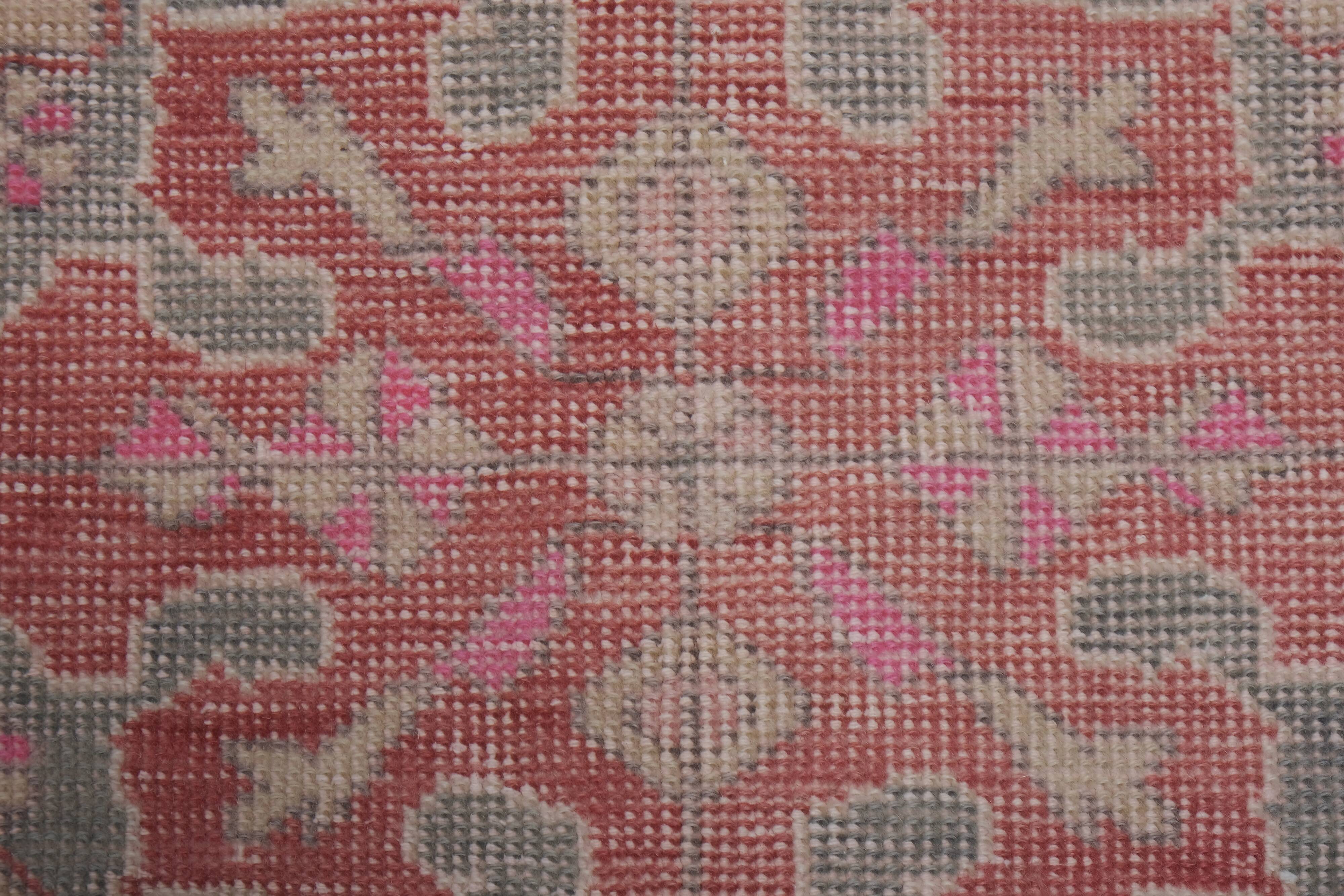 Mid century flatweave large overdyed oriental turkey oushak rug 4'11'' x 7'3''