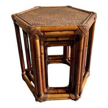 Vintage rattan nesting tables