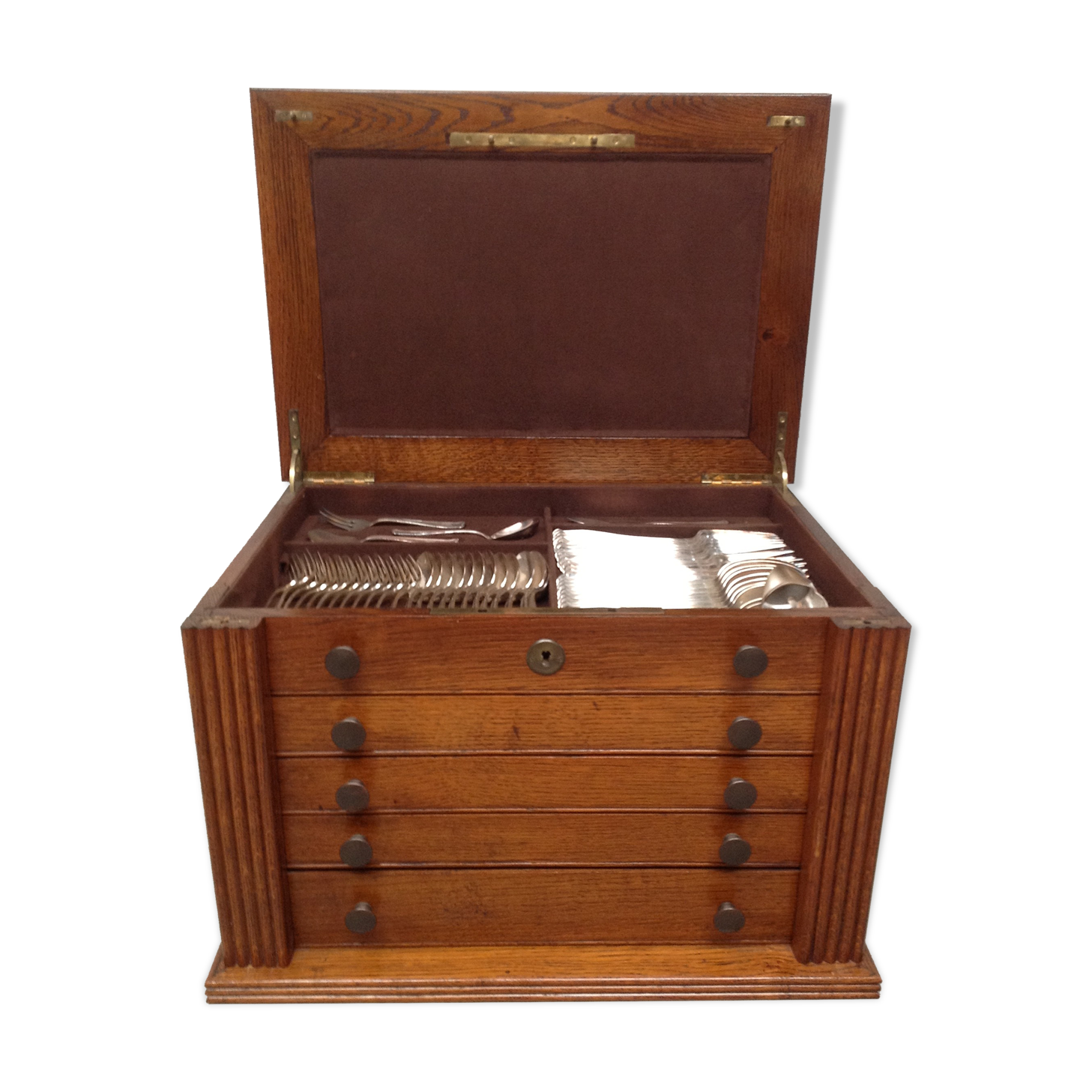 Ménagère Apollonox 186 pieces en métal argenté dans coffret bois