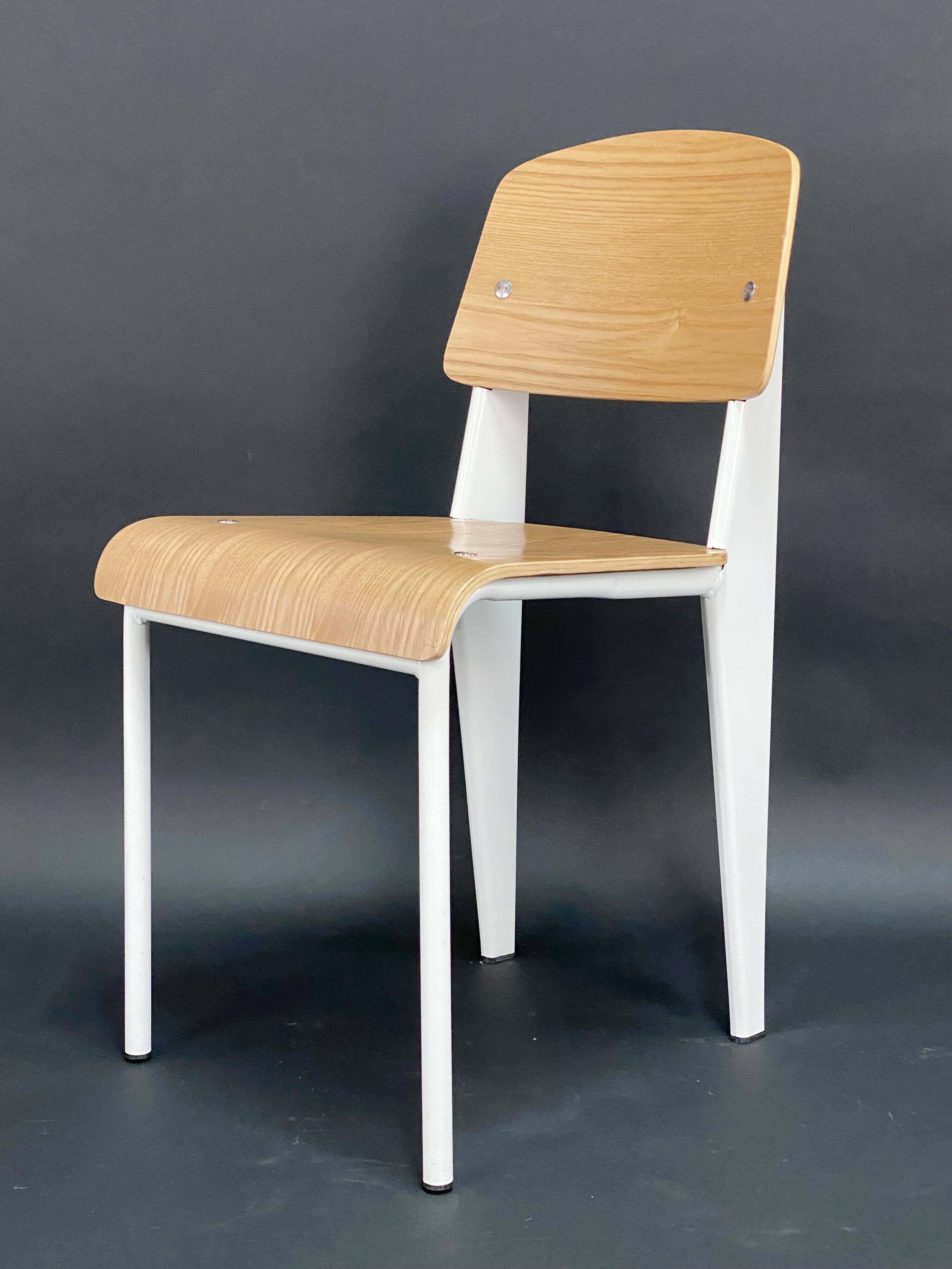 Chair - Metal and Wood - Design - In the Style of Jean Prouvé