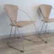 Set of 3 Linda chairs by Arrben – beige faux leather and chrome steel – 1980s