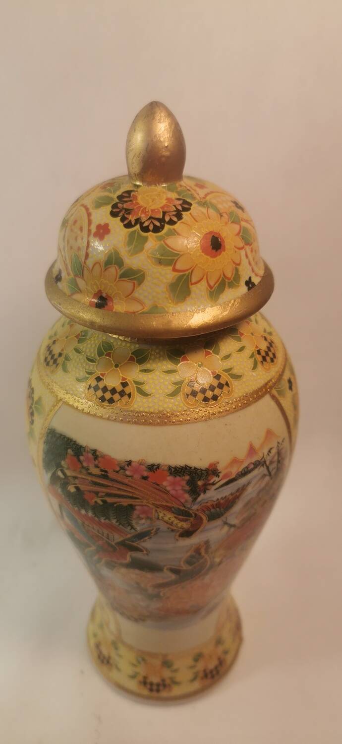 Beautiful set of 3 old Japanese SATSUMA VASES