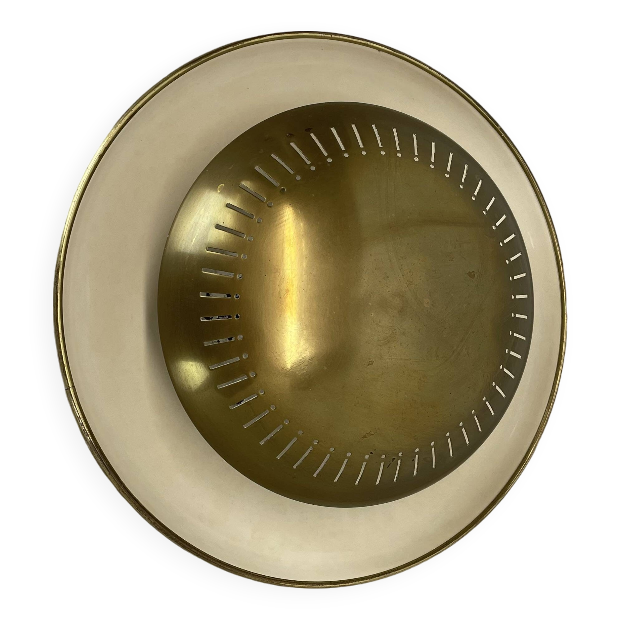 Large 30cm Brass Italian Stilnovo Style Theatre Wall Ceiling Light, Italy 1950s