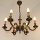 French Mid Century Brass & Copper 6 Light Traditional Style Chandelier 5571