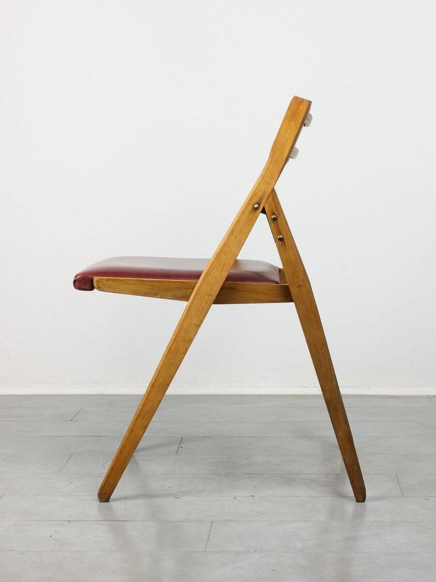 Vintage red Eden folding chair by Gio Ponti