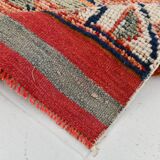 Tapis de couloir vintage à motifs géométriques rouge et orange, 102 x 332 cm