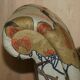 Antique banquette with cluster and ball feet, window seat in Mulberry Flying Ducks fabric.