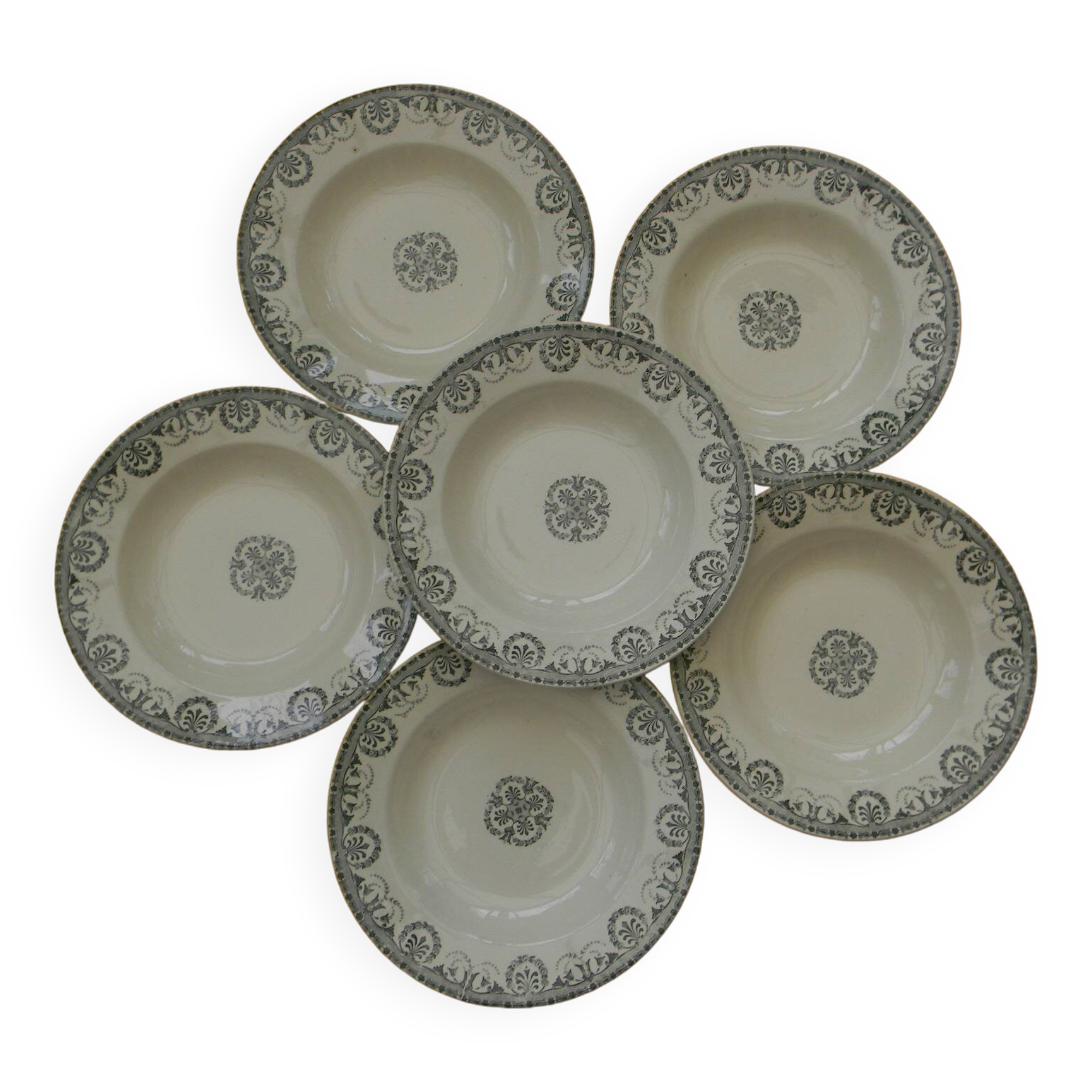 Set of 6 deep earthenware plates from CHOISY LE ROI Boulenger. IENA model.