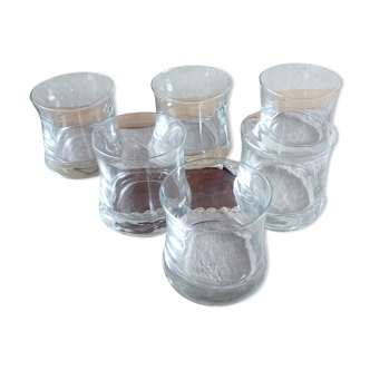 Set of six whiskey glasses