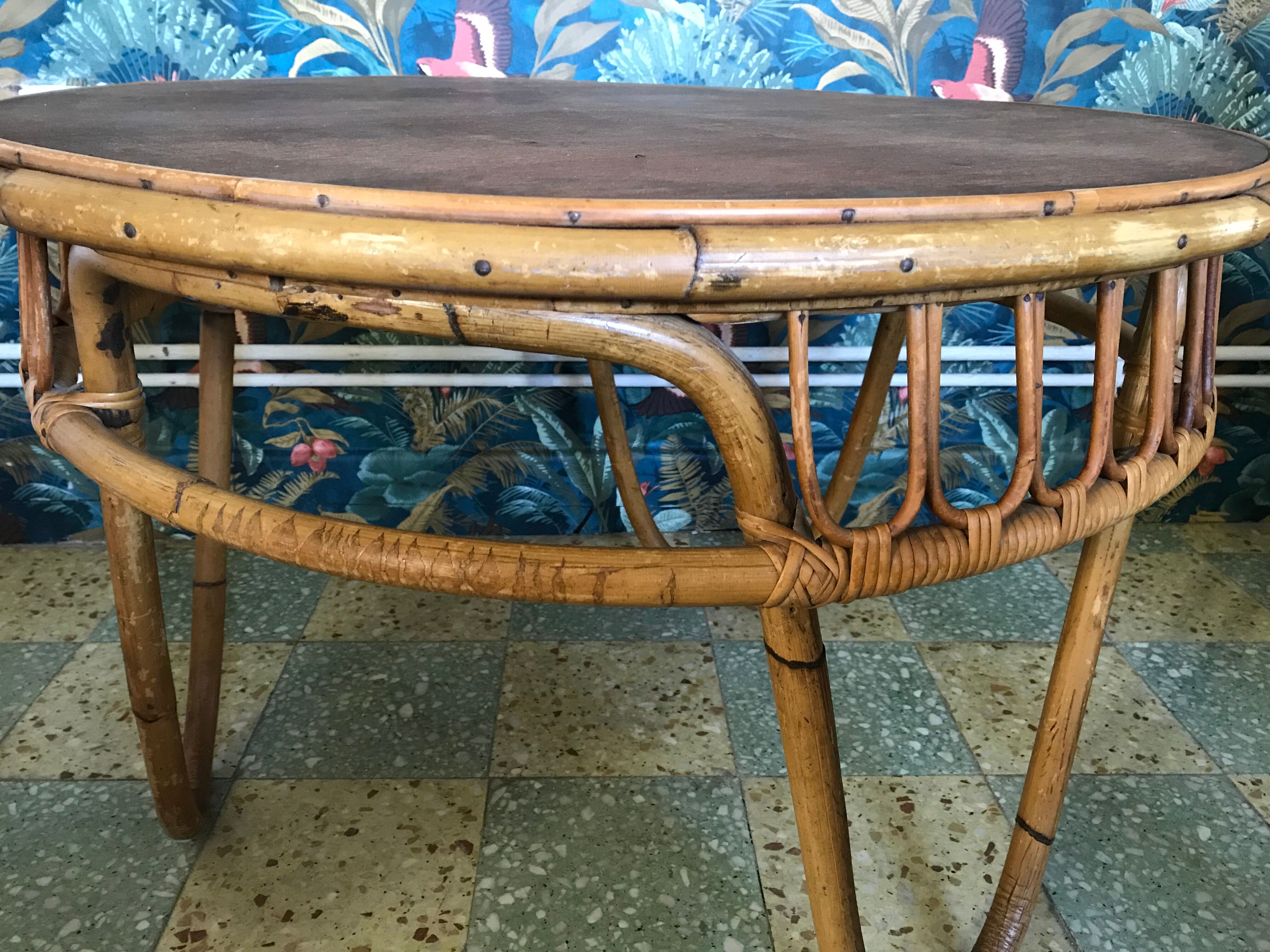 Vintage rattan coffee table