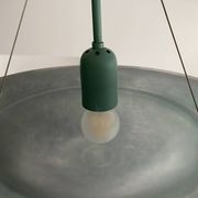 Large vintage lustra suspension light fixture large translucent green basin - SCE made in France