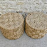 Pair of braided rope ottoman stools