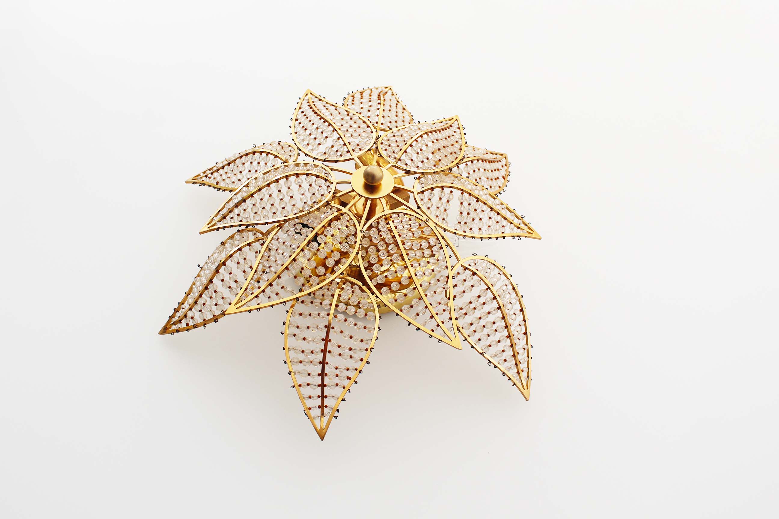 Brass and crystal flush mount ceiling or wall light by Palwa