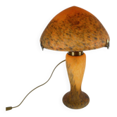 Lampe champignon en verre mouchetée orange, Massive, belgique 1970
